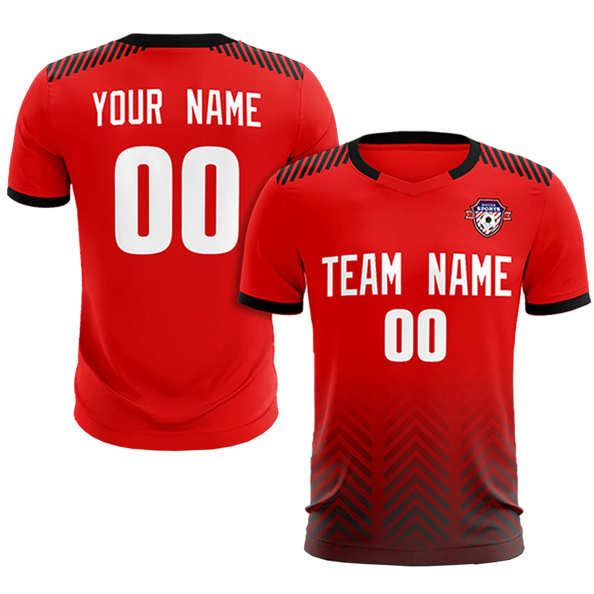 Custom Red Black Printing Sportswear Soccer Sets Jersey