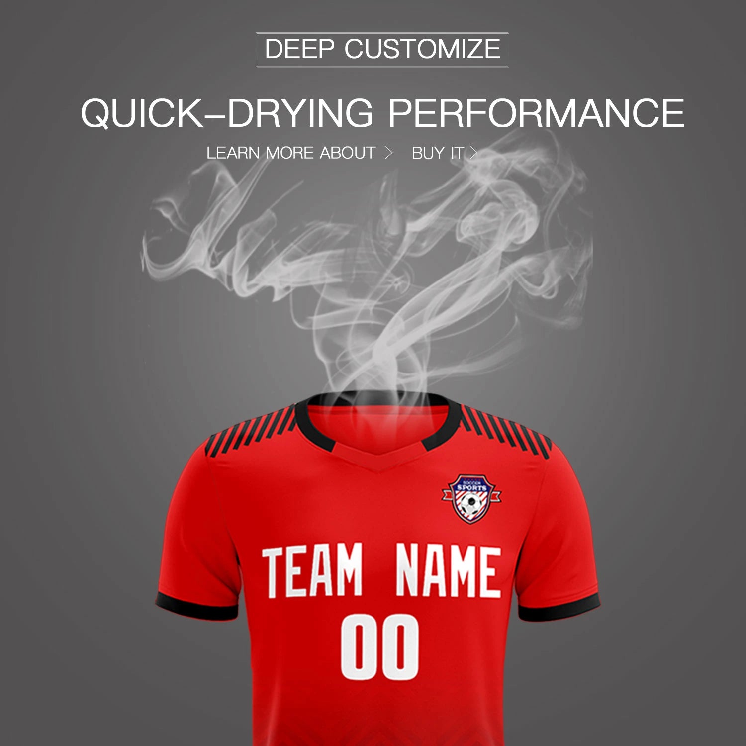 Custom Red Black Printing Sportswear Soccer Sets Jersey