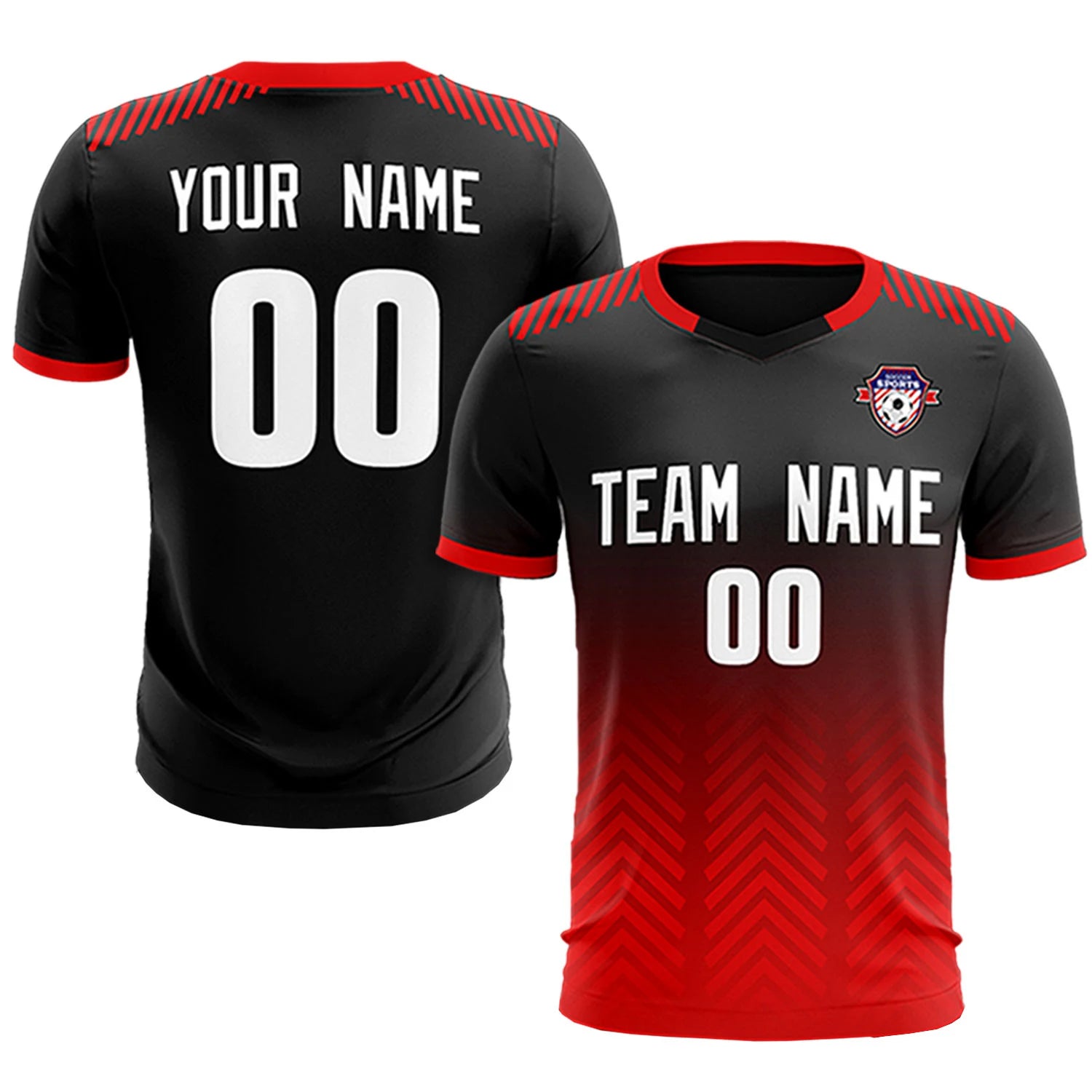 Custom Black Red Printing Sportswear Soccer Sets Jersey