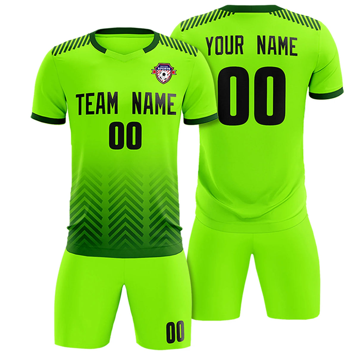 Custom Neon Green Green Printing Sportswear Soccer Sets Jersey