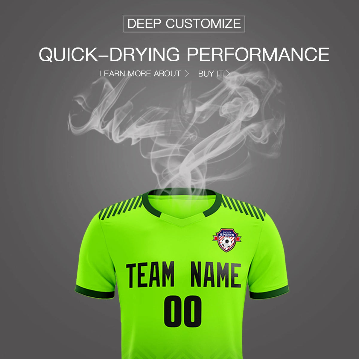 Custom Neon Green Green Printing Sportswear Soccer Sets Jersey