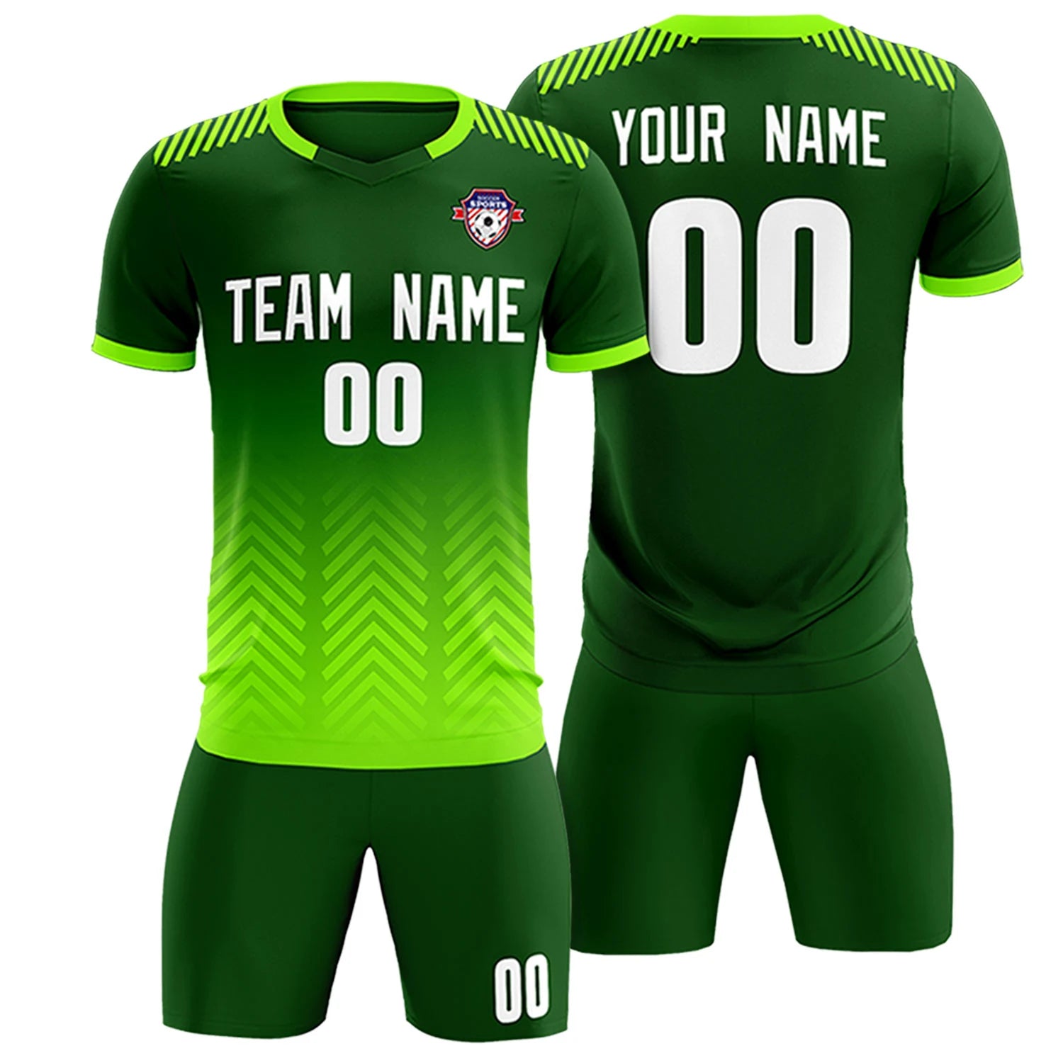 Custom Green Neon Green Printing Sportswear Soccer Sets Jersey
