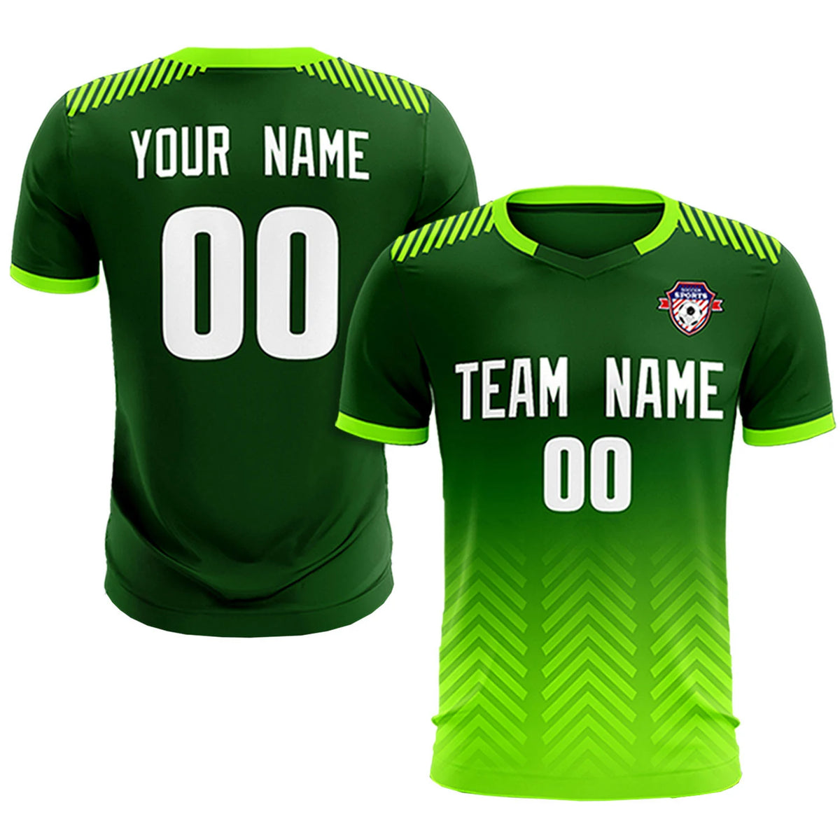 Custom Green Neon Green Printing Sportswear Soccer Sets Jersey