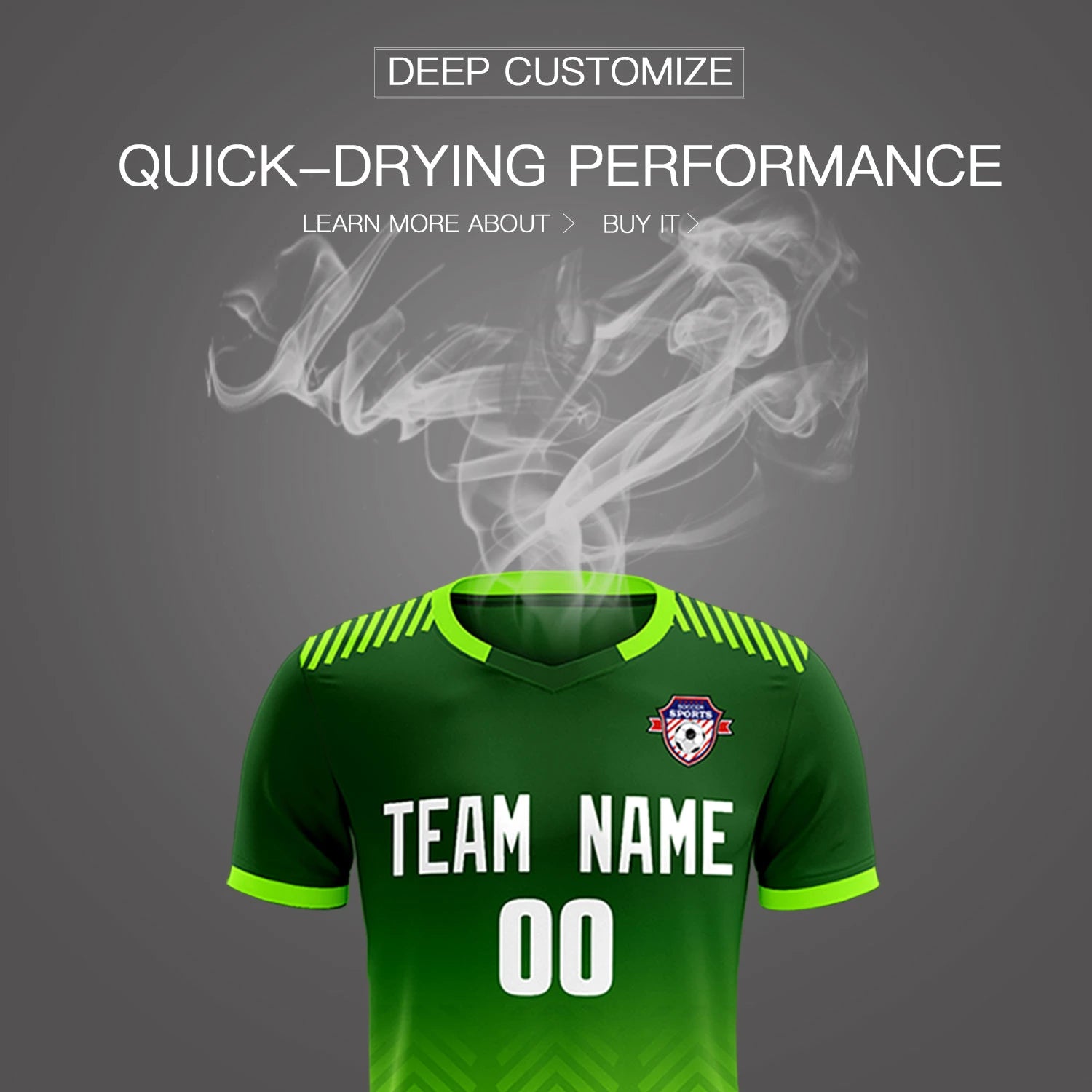 Custom Green Neon Green Printing Sportswear Soccer Sets Jersey