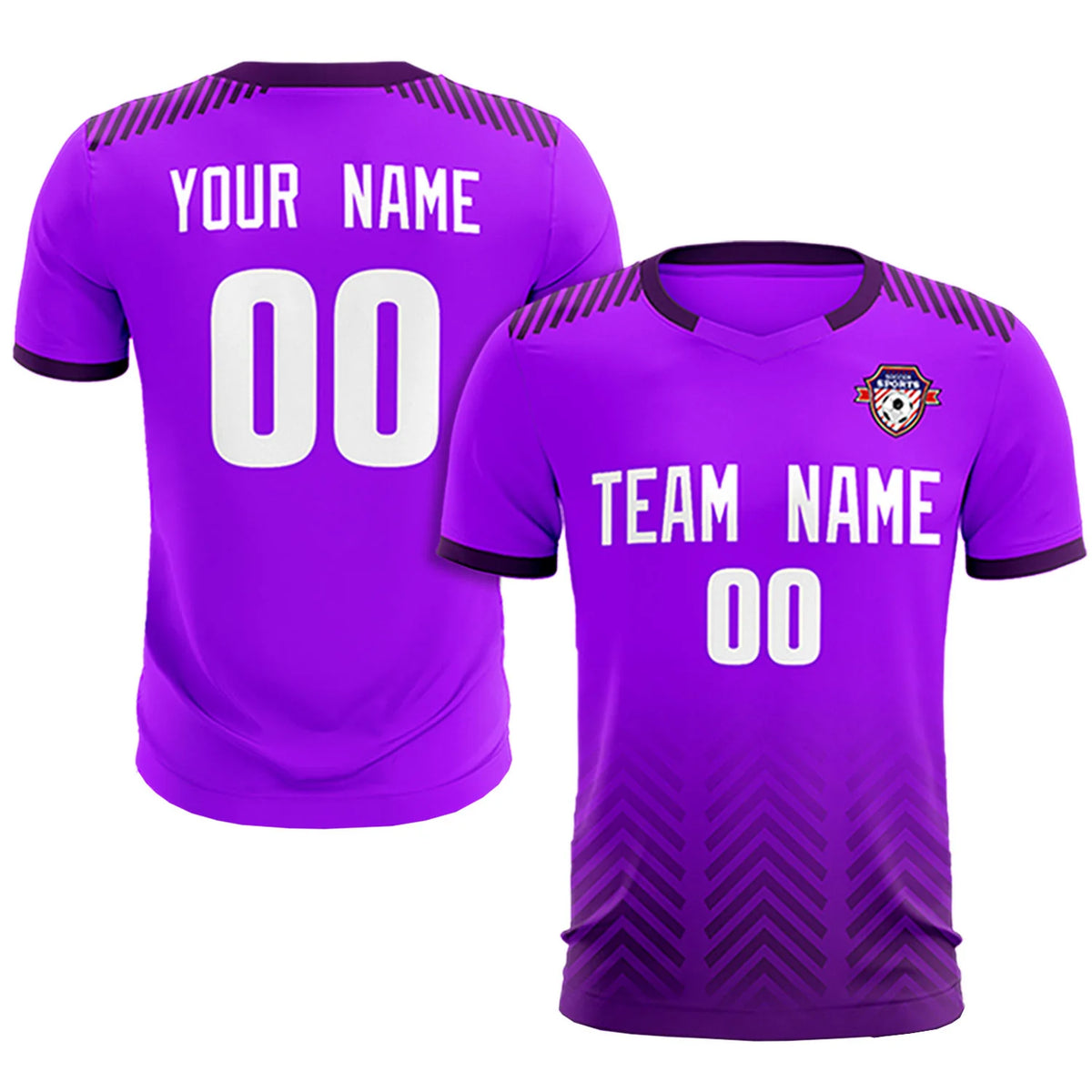 Custom Purple Dark Purple Printing Sportswear Soccer Sets Jersey
