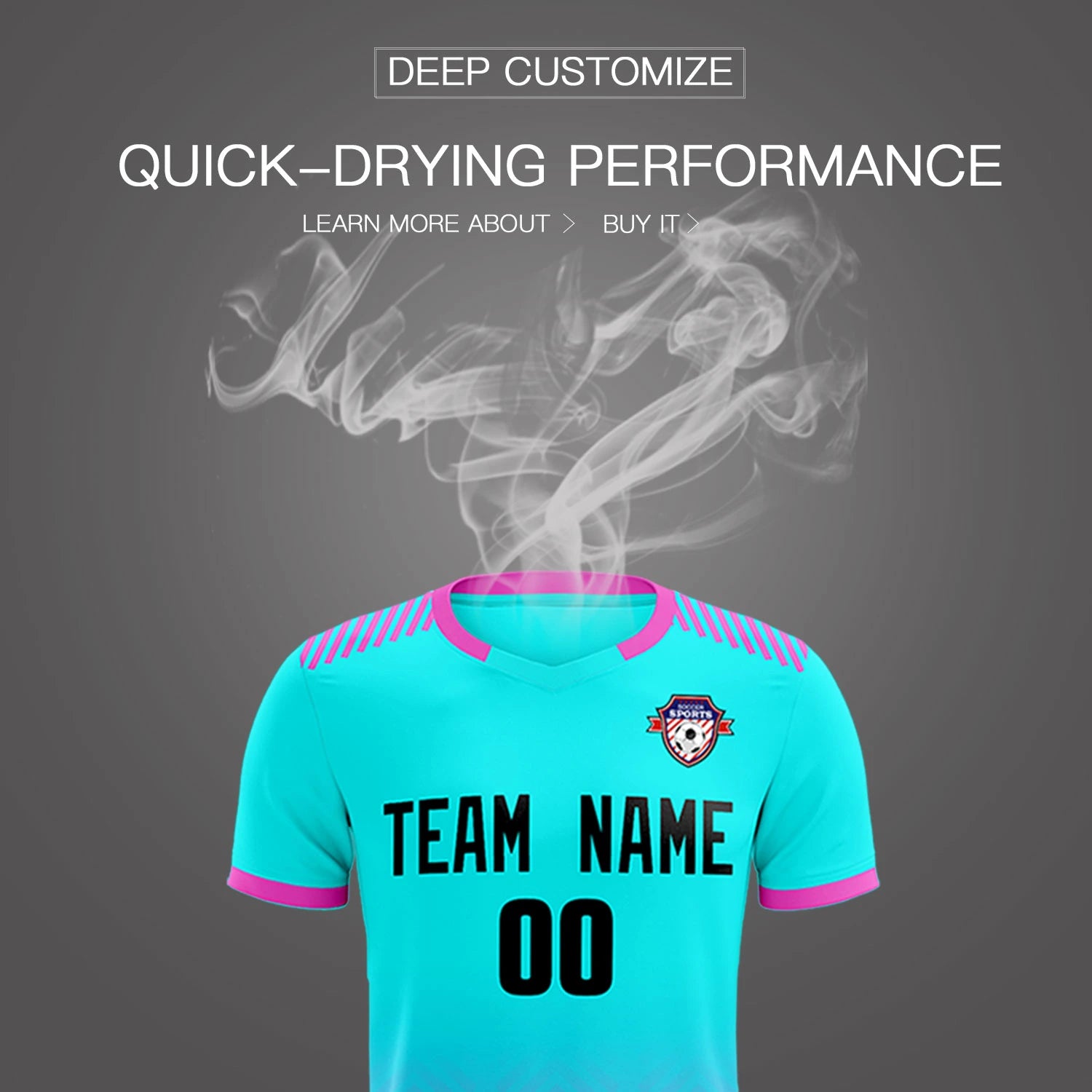 Custom Sky Blue Pink Printing Sportswear Soccer Sets Jersey