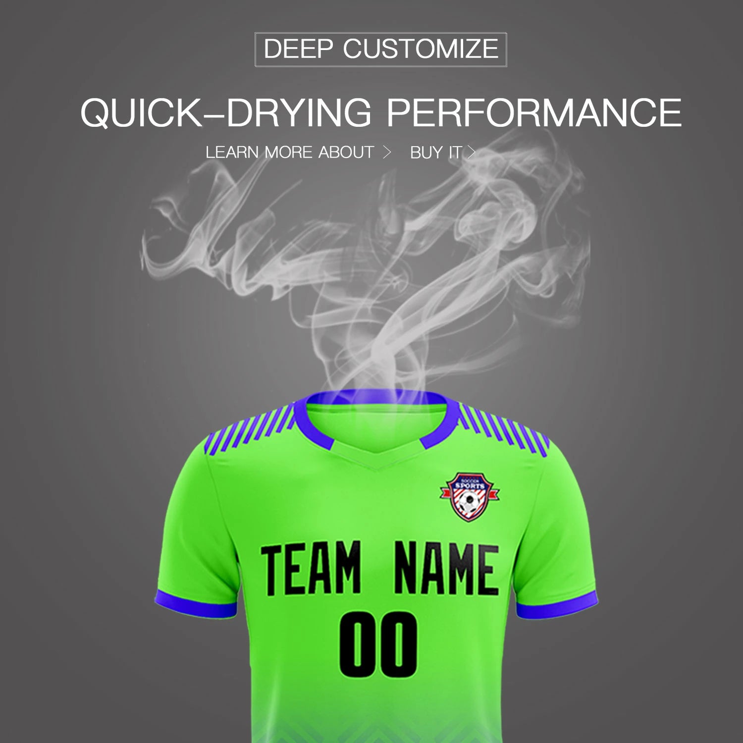 Custom Neon Green Royal Blue Printing Sportswear Soccer Sets Jersey