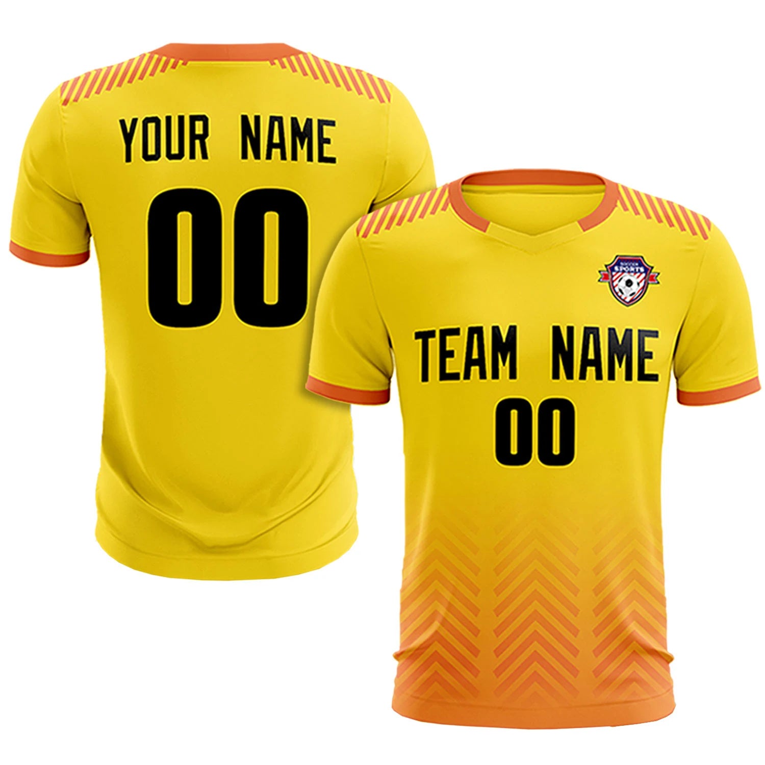 Custom Gold01 Orange Printing Sportswear Soccer Sets Jersey