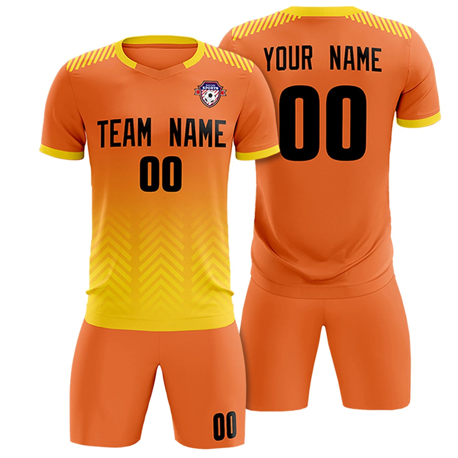 Custom Orange Gold01 Printing Sportswear Soccer Sets Jersey