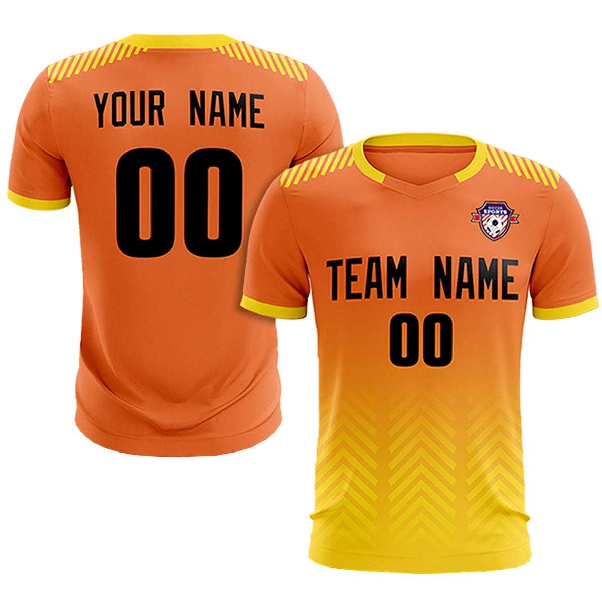 Custom Orange Gold01 Printing Sportswear Soccer Sets Jersey