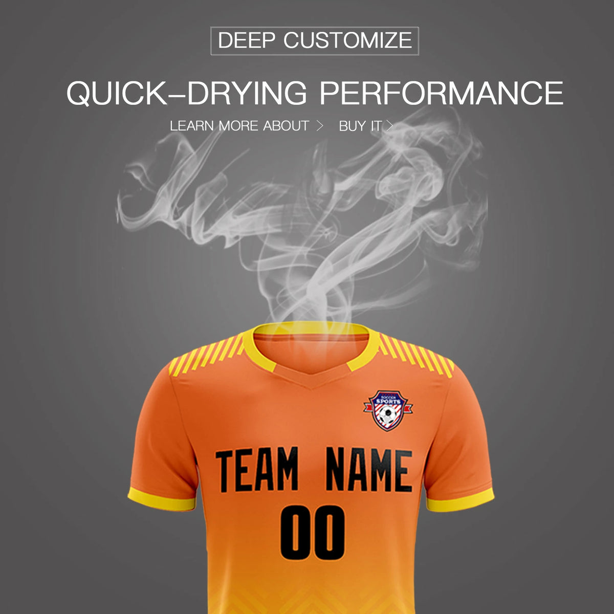 Custom Orange Gold01 Printing Sportswear Soccer Sets Jersey