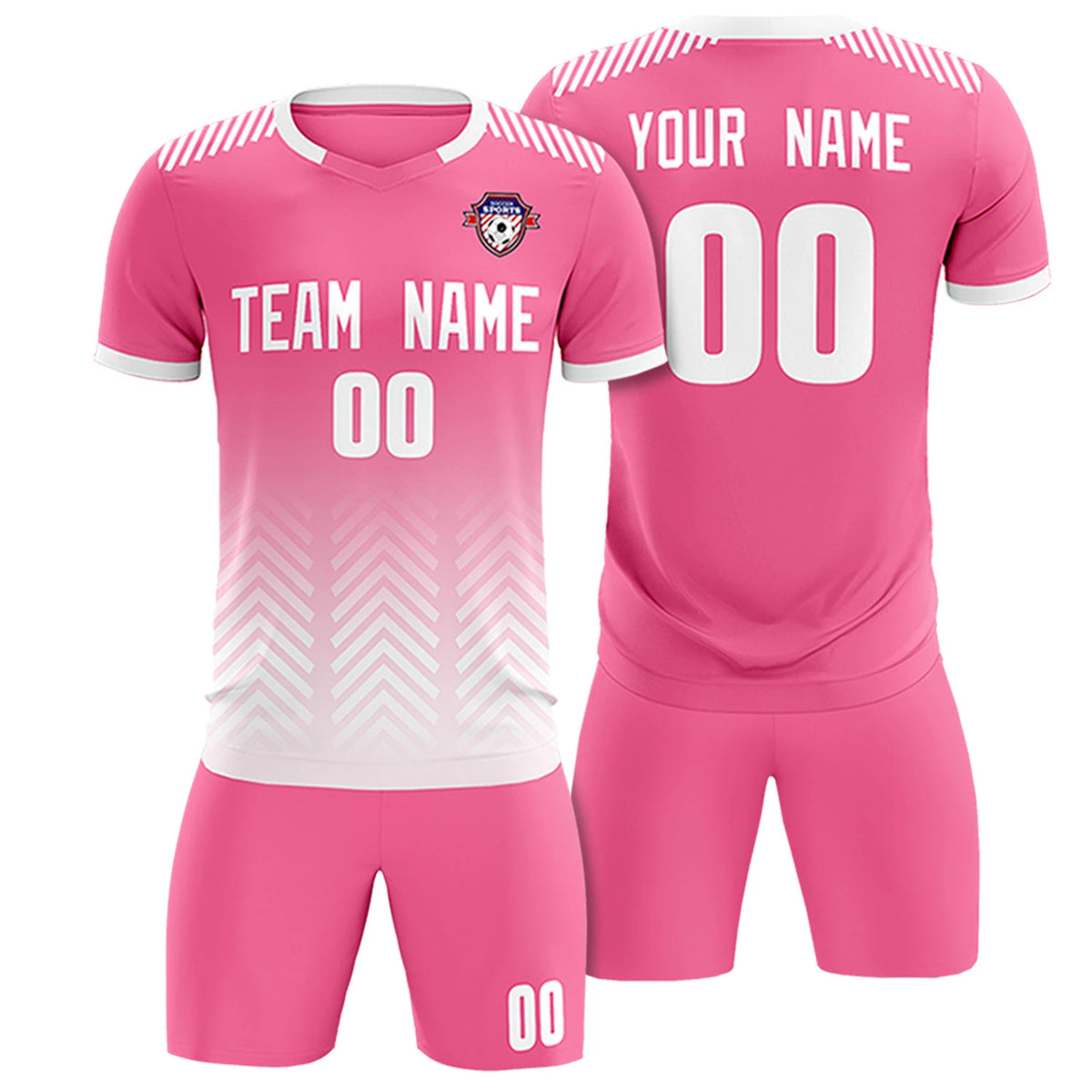Custom Pink White Printing Sportswear Soccer Sets Jersey