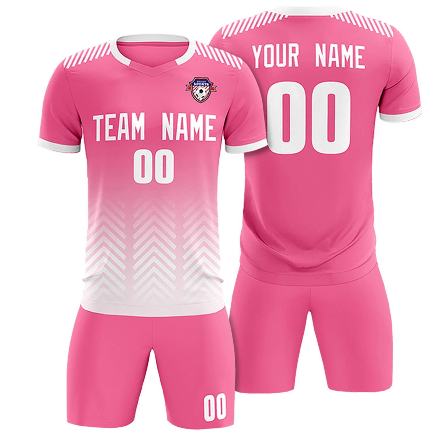 Custom Pink White Printing Sportswear Soccer Sets Jersey