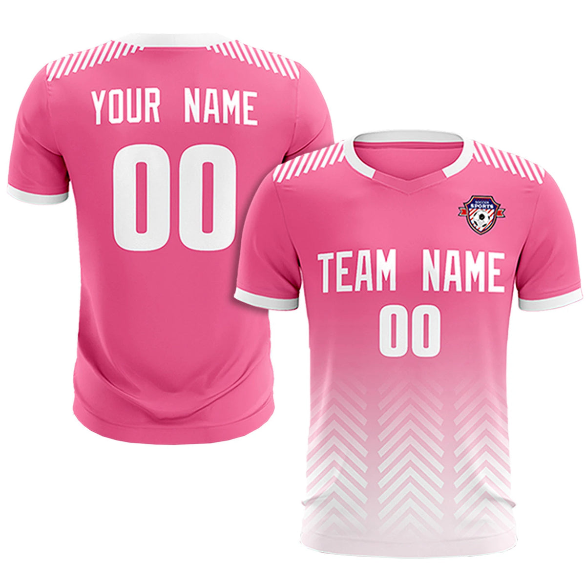 Custom Pink White Printing Sportswear Soccer Sets Jersey