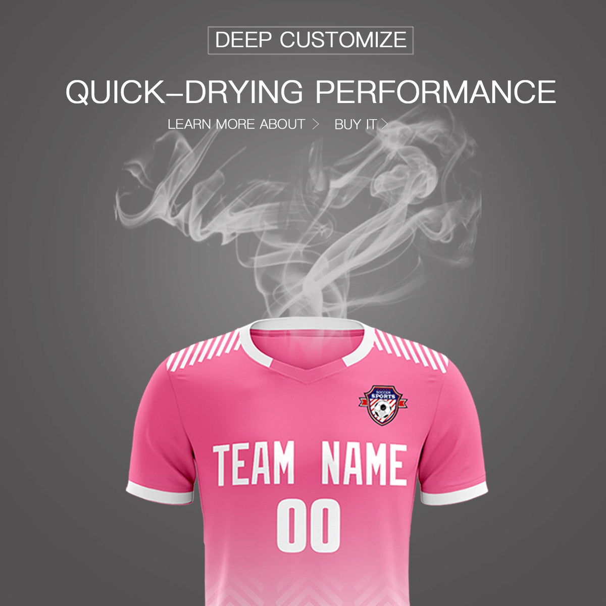 Custom Pink White Printing Sportswear Soccer Sets Jersey