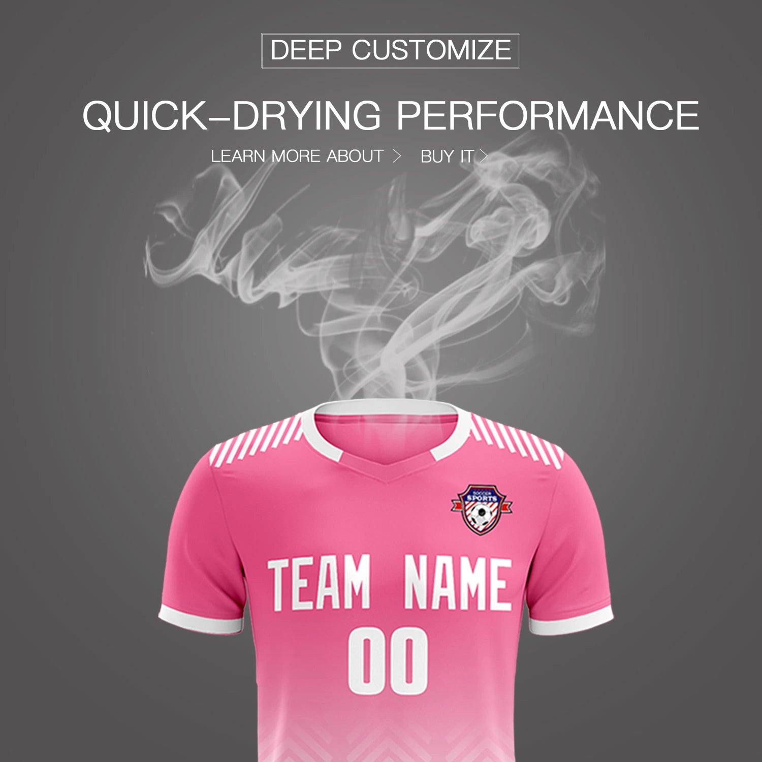 Custom Pink White Printing Sportswear Soccer Sets Jersey