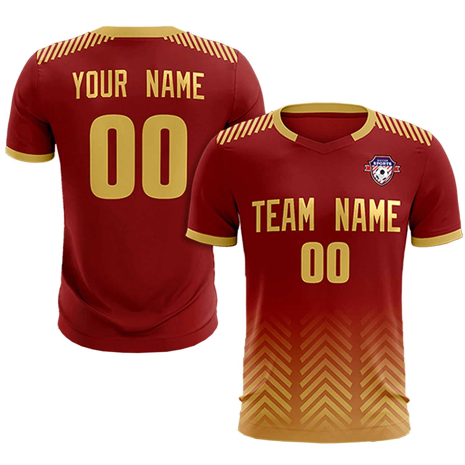 Custom Crimson Khaki Printing Sportswear Soccer Sets Jersey