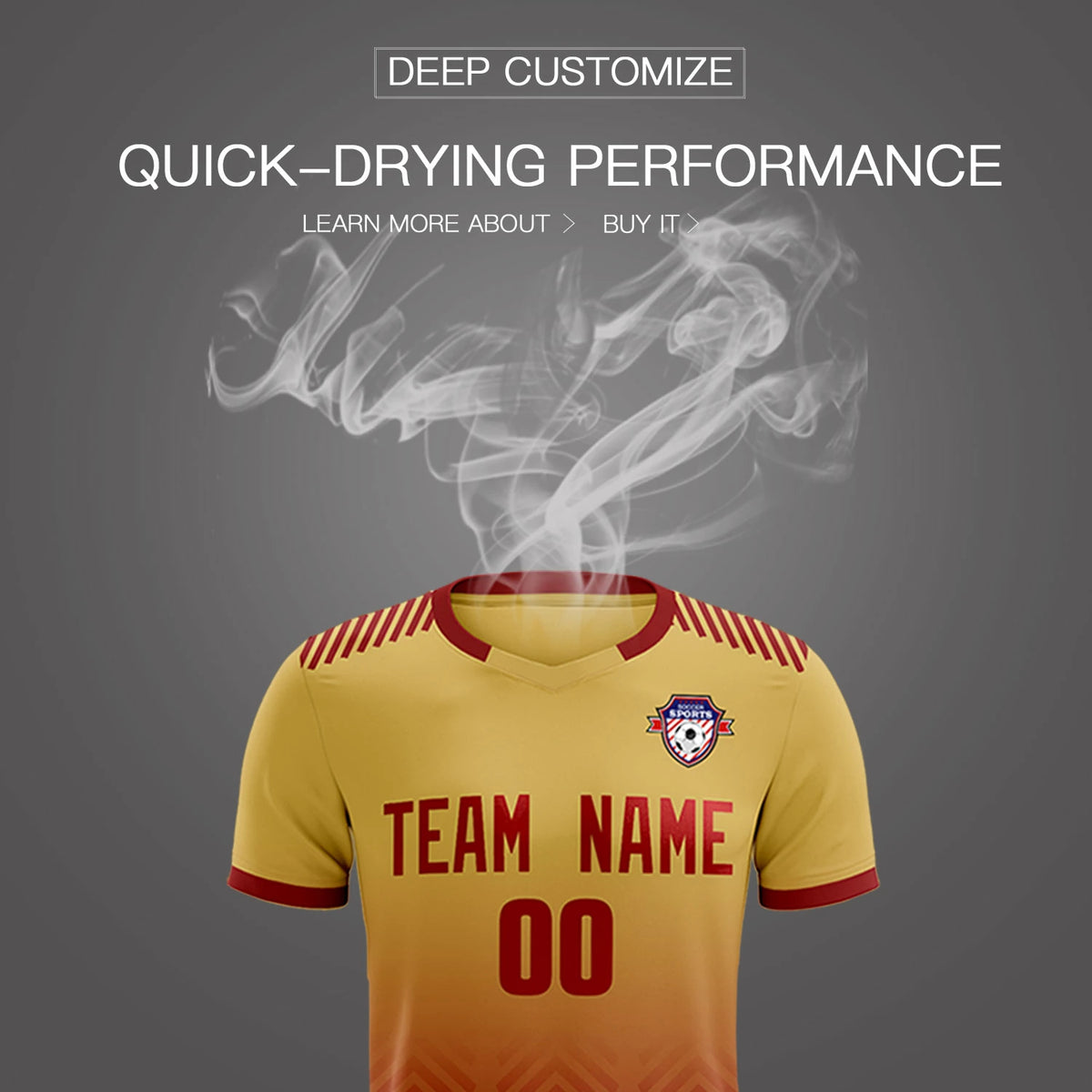 Custom Khaki Crimson Printing Sportswear Soccer Sets Jersey