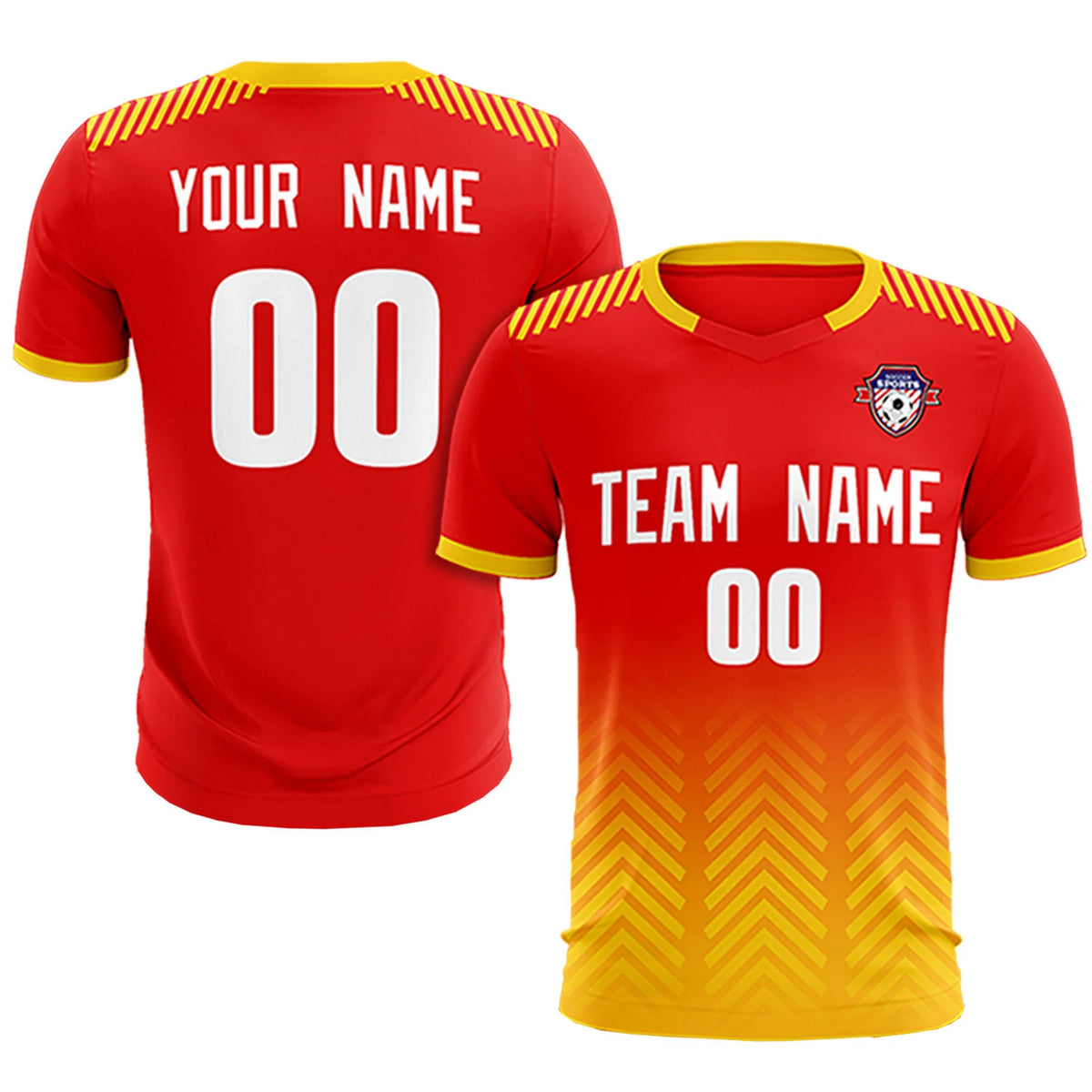 Custom Red Gold01 Printing Sportswear Soccer Sets Jersey