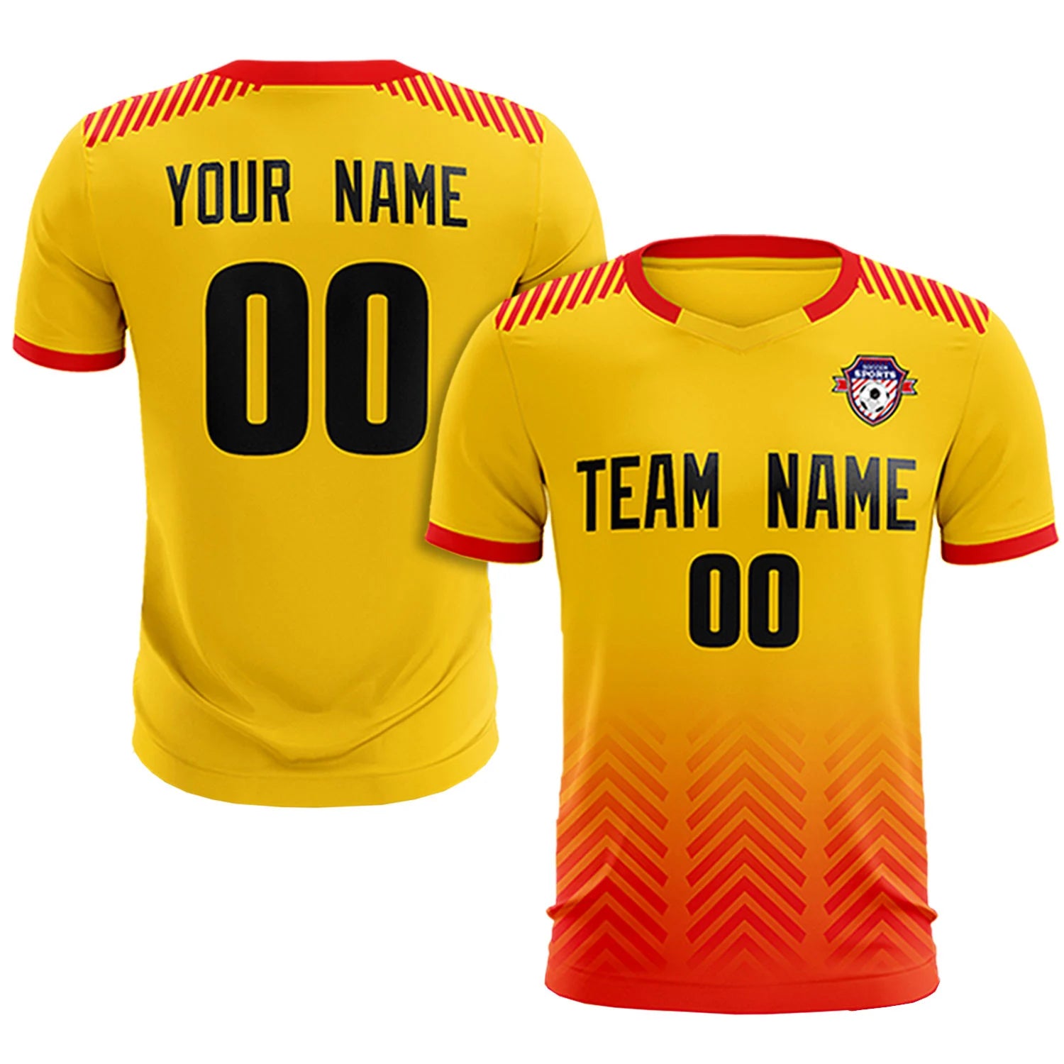 Custom Gold01 Red Printing Sportswear Soccer Sets Jersey