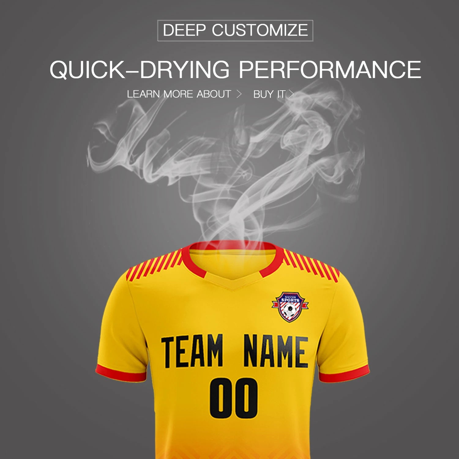 Custom Gold01 Red Printing Sportswear Soccer Sets Jersey