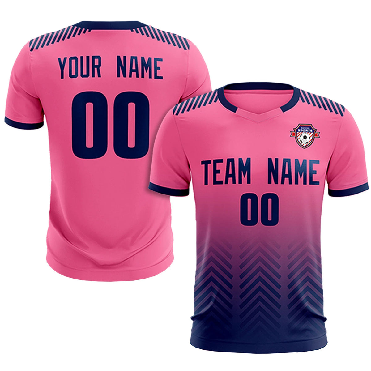 Custom Pink Navy Printing Sportswear Soccer Sets Jersey
