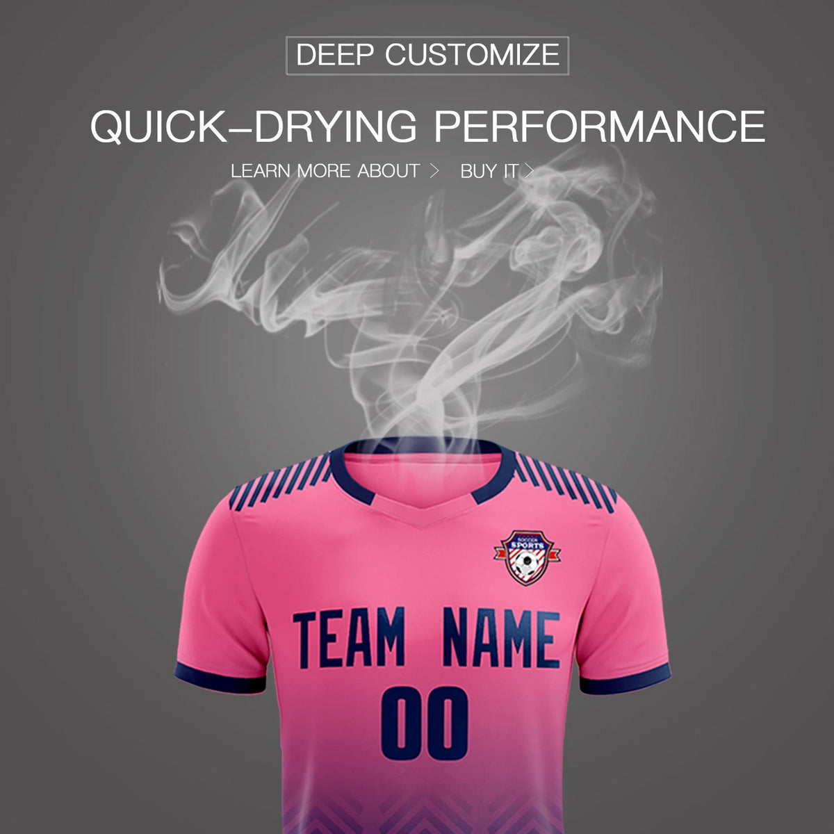 Custom Pink Navy Printing Sportswear Soccer Sets Jersey