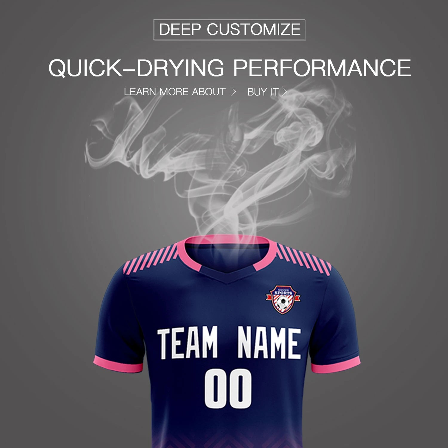 Custom Navy Pink Printing Sportswear Soccer Sets Jersey