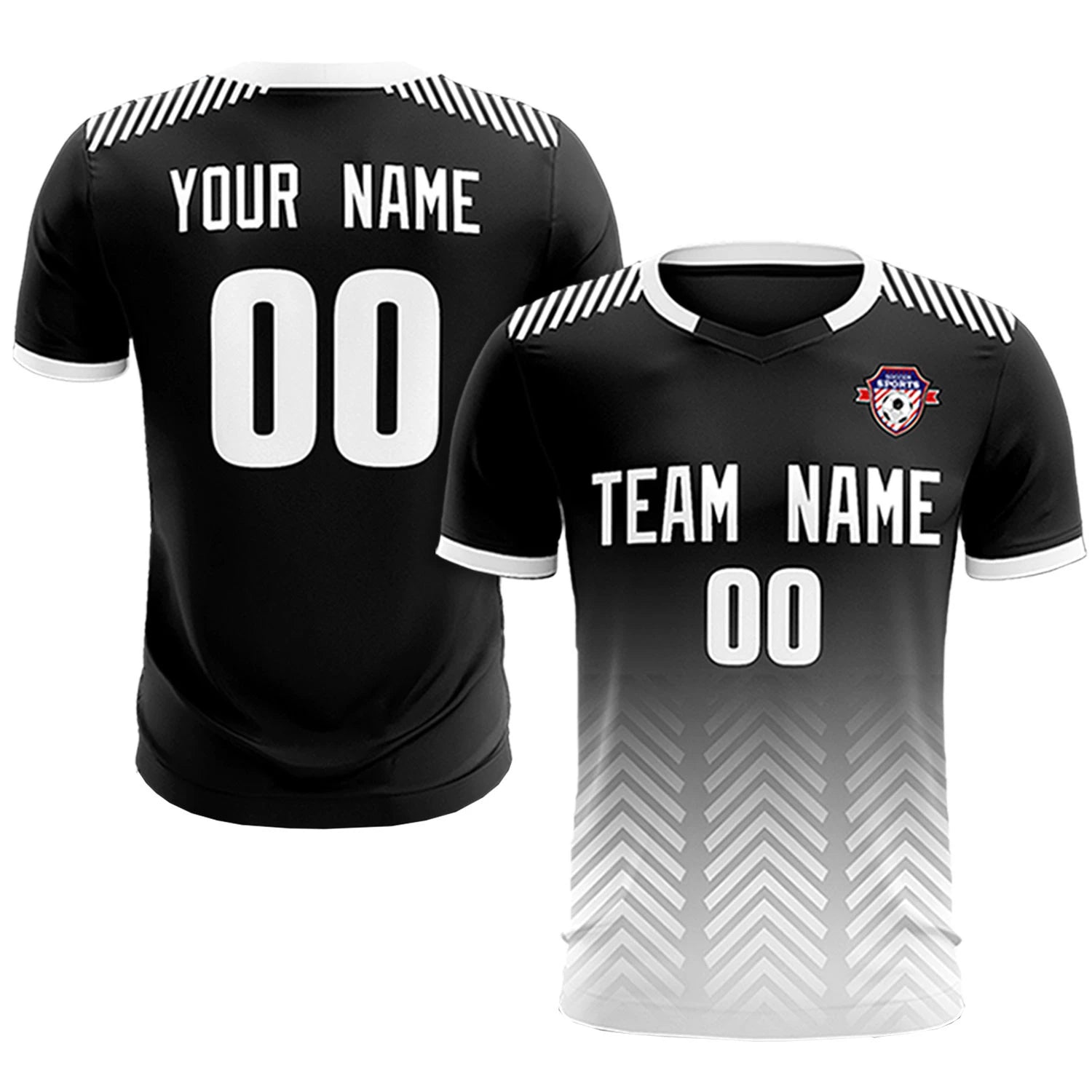 Custom Black White Printing Sportswear Soccer Sets Jersey