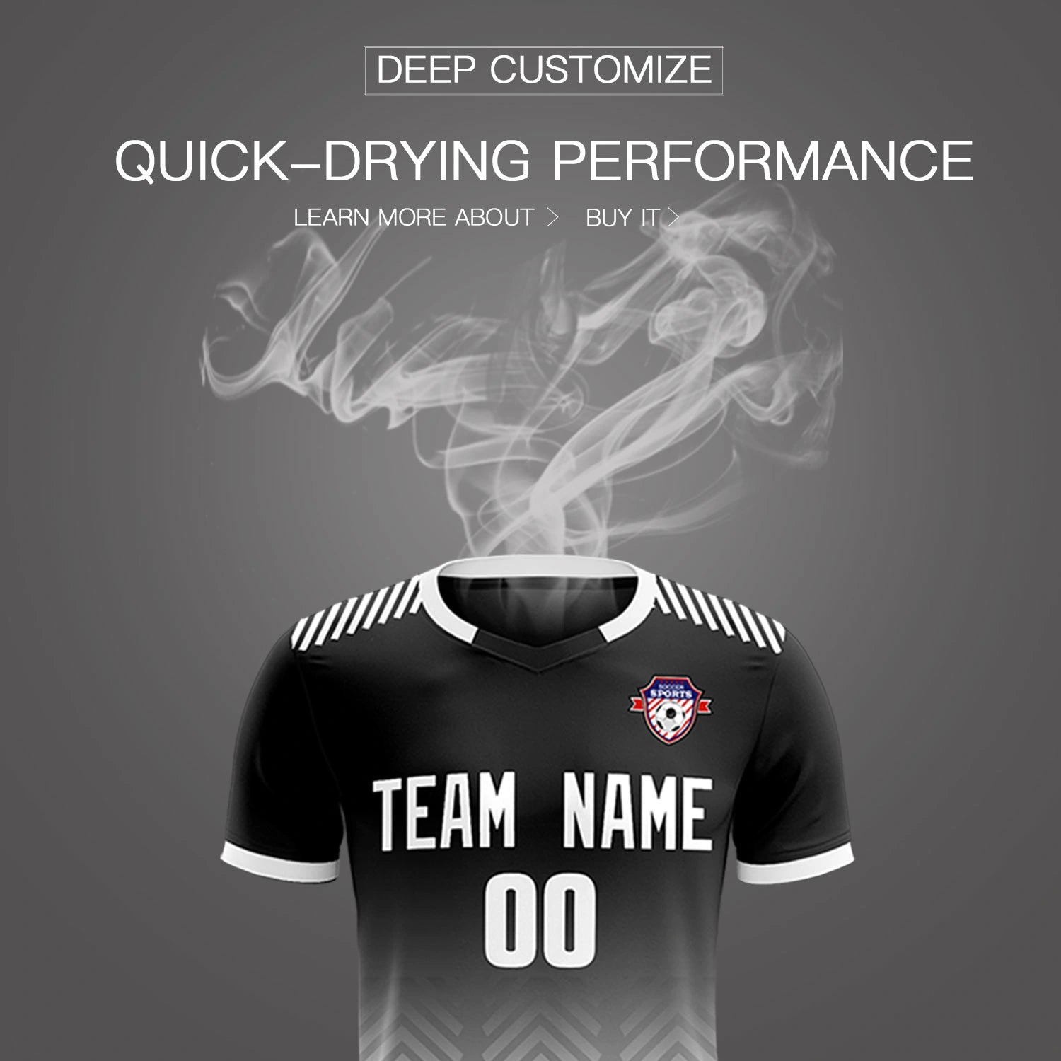 Custom Black White Printing Sportswear Soccer Sets Jersey