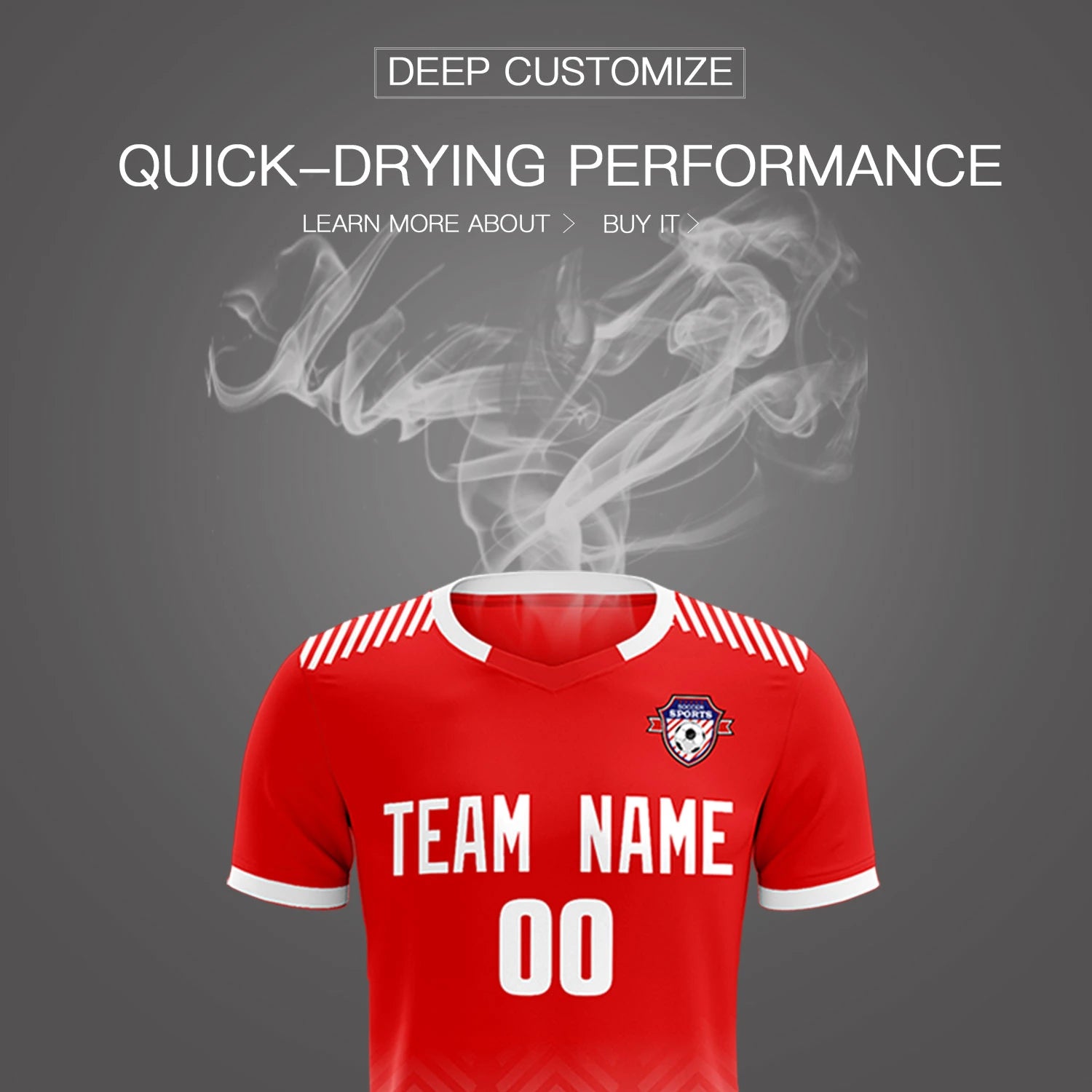 Custom Red White Printing Sportswear Soccer Sets Jersey