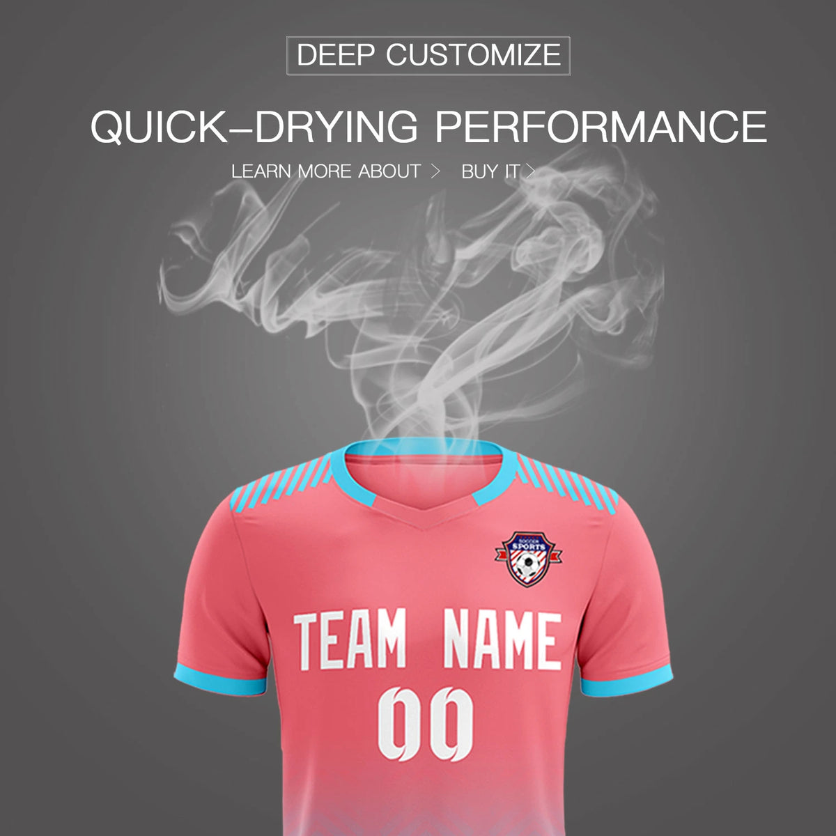 Custom Light Pink Sky Blue Printing Sportswear Soccer Sets Jersey