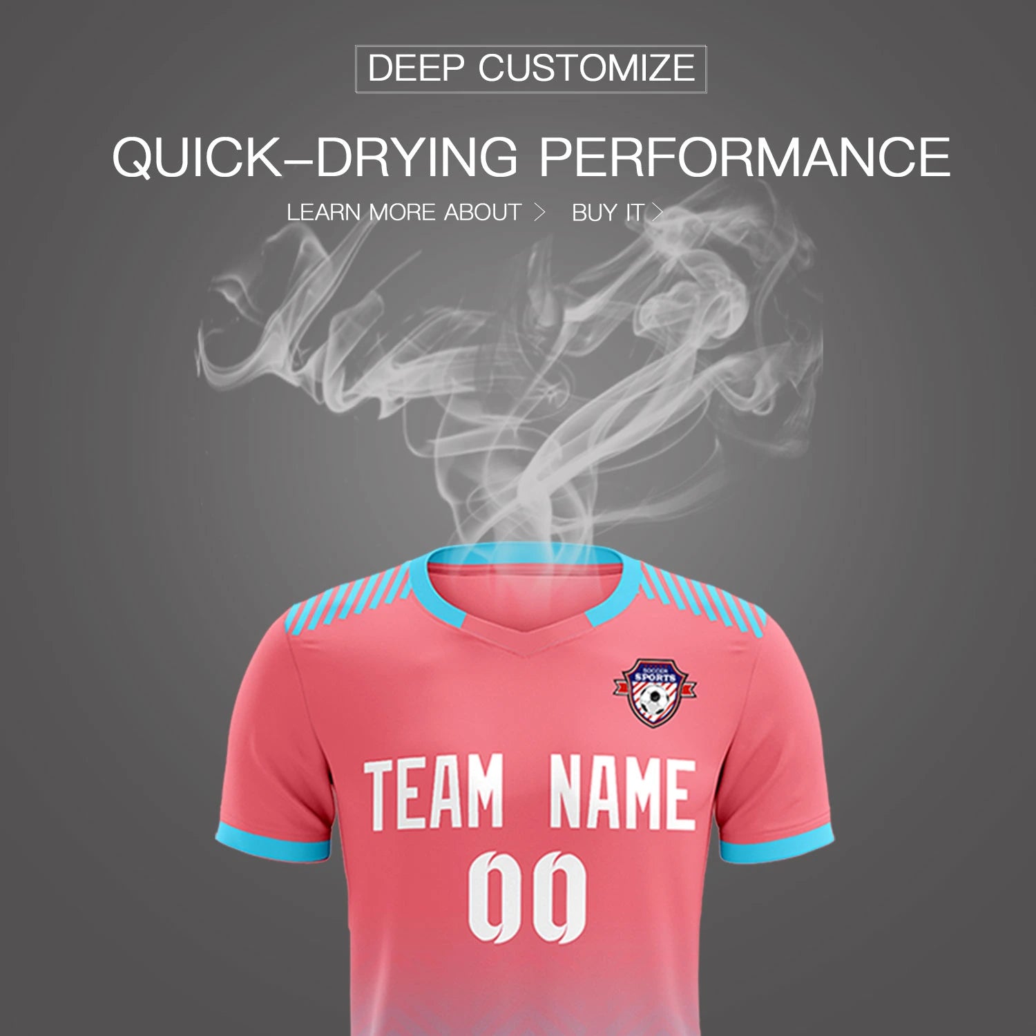Custom Light Pink Sky Blue Printing Sportswear Soccer Sets Jersey
