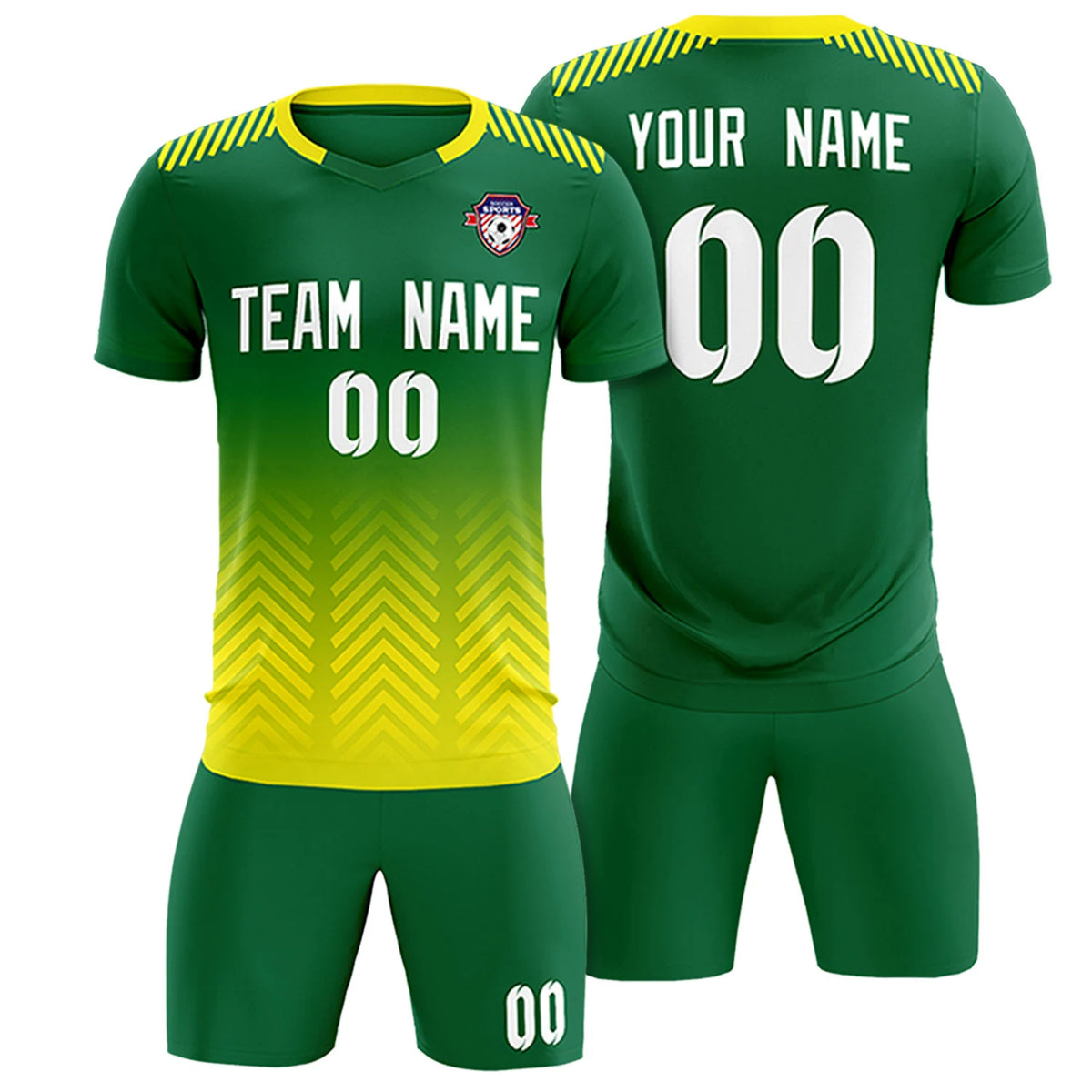 Custom Kelly Green Gold01 Printing Sportswear Soccer Sets Jersey
