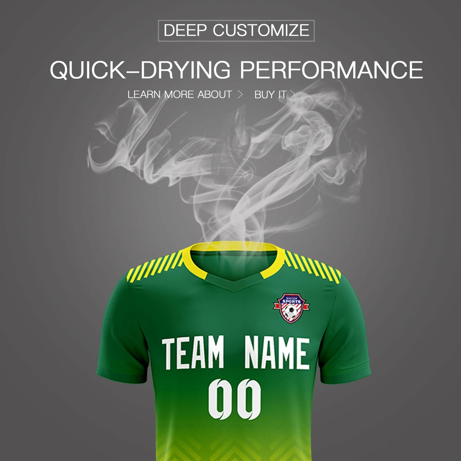 Custom Kelly Green Gold01 Printing Sportswear Soccer Sets Jersey