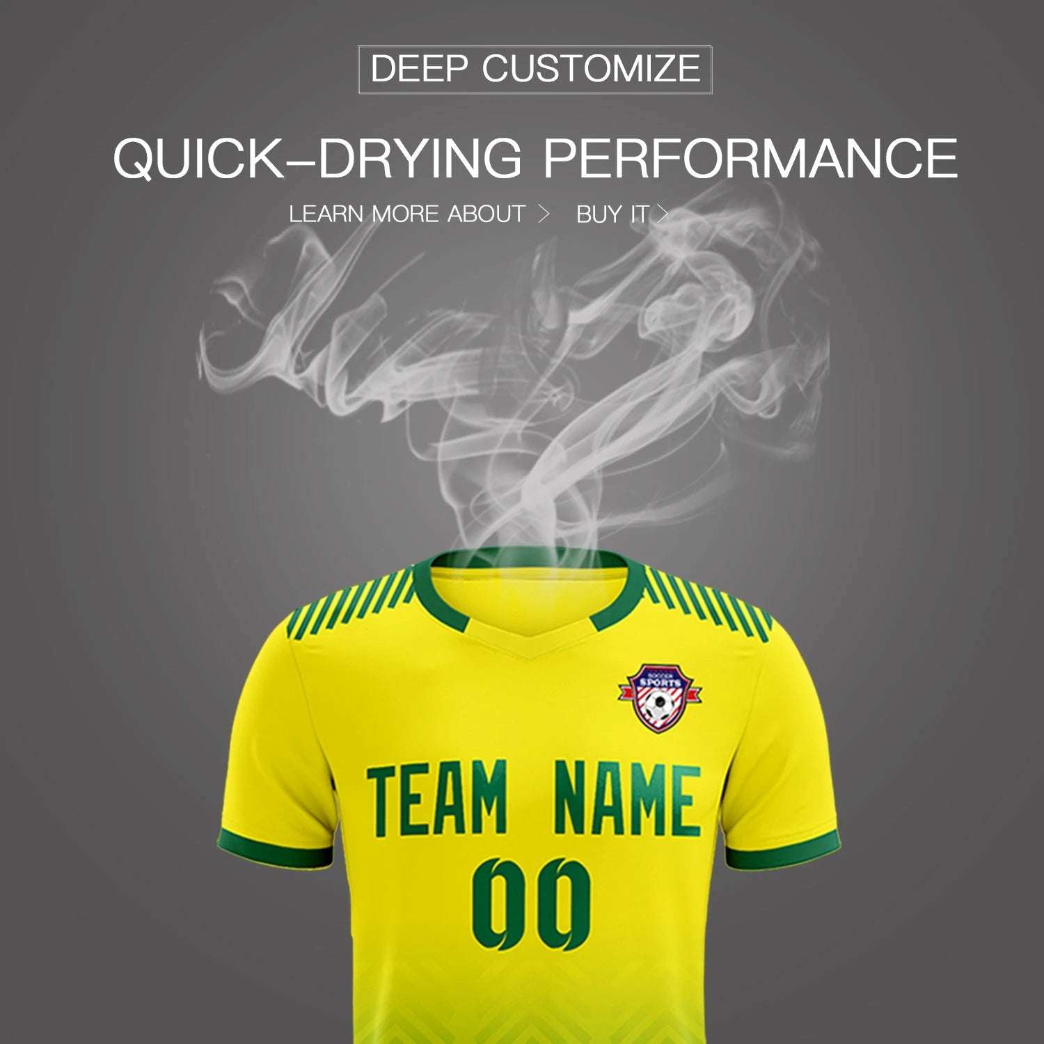 Custom Gold01 Kelly Green Printing Sportswear Soccer Sets Jersey