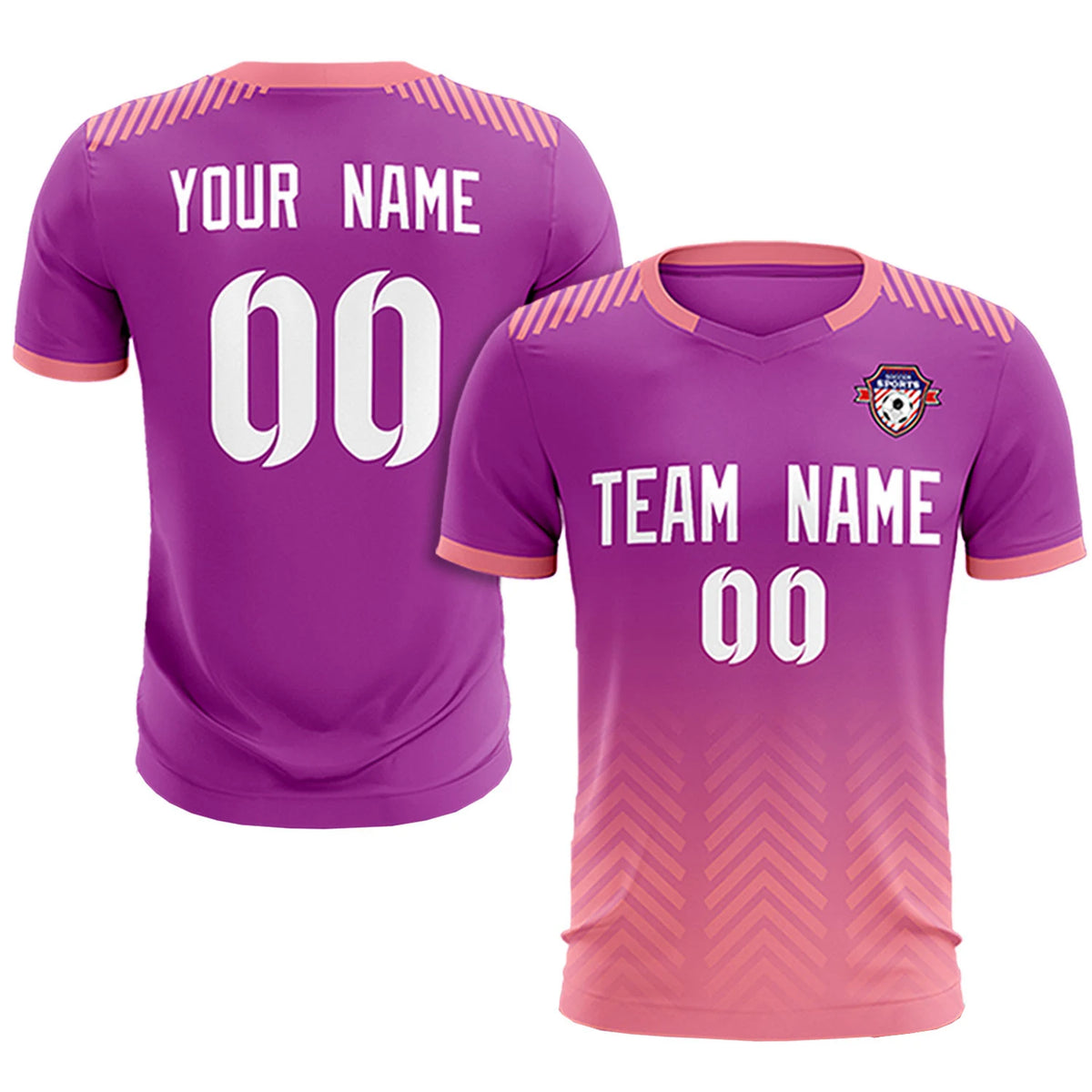 Custom Purple Light Pink Printing Sportswear Soccer Sets Jersey