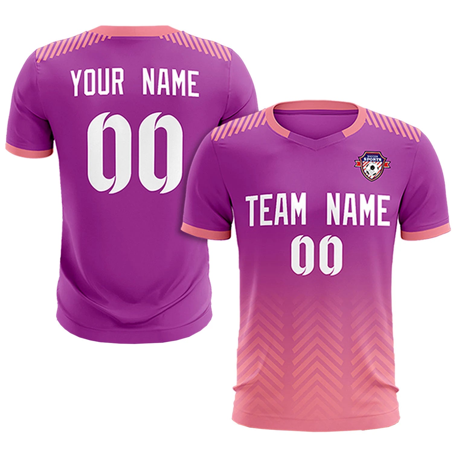 Custom Purple Light Pink Printing Sportswear Soccer Sets Jersey