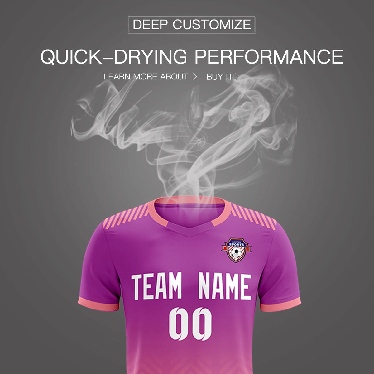 Custom Purple Light Pink Printing Sportswear Soccer Sets Jersey