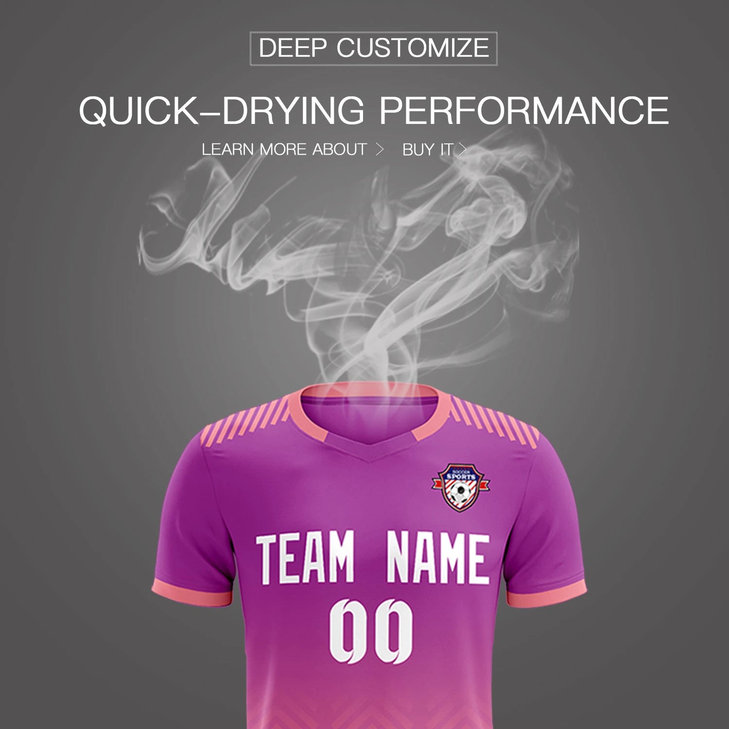 Custom Purple Light Pink Printing Sportswear Soccer Sets Jersey