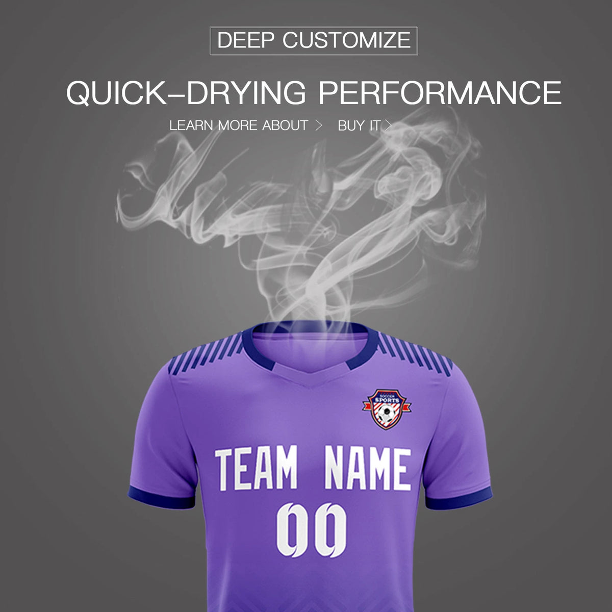 Custom Light Purple Navy Printing Sportswear Soccer Sets Jersey