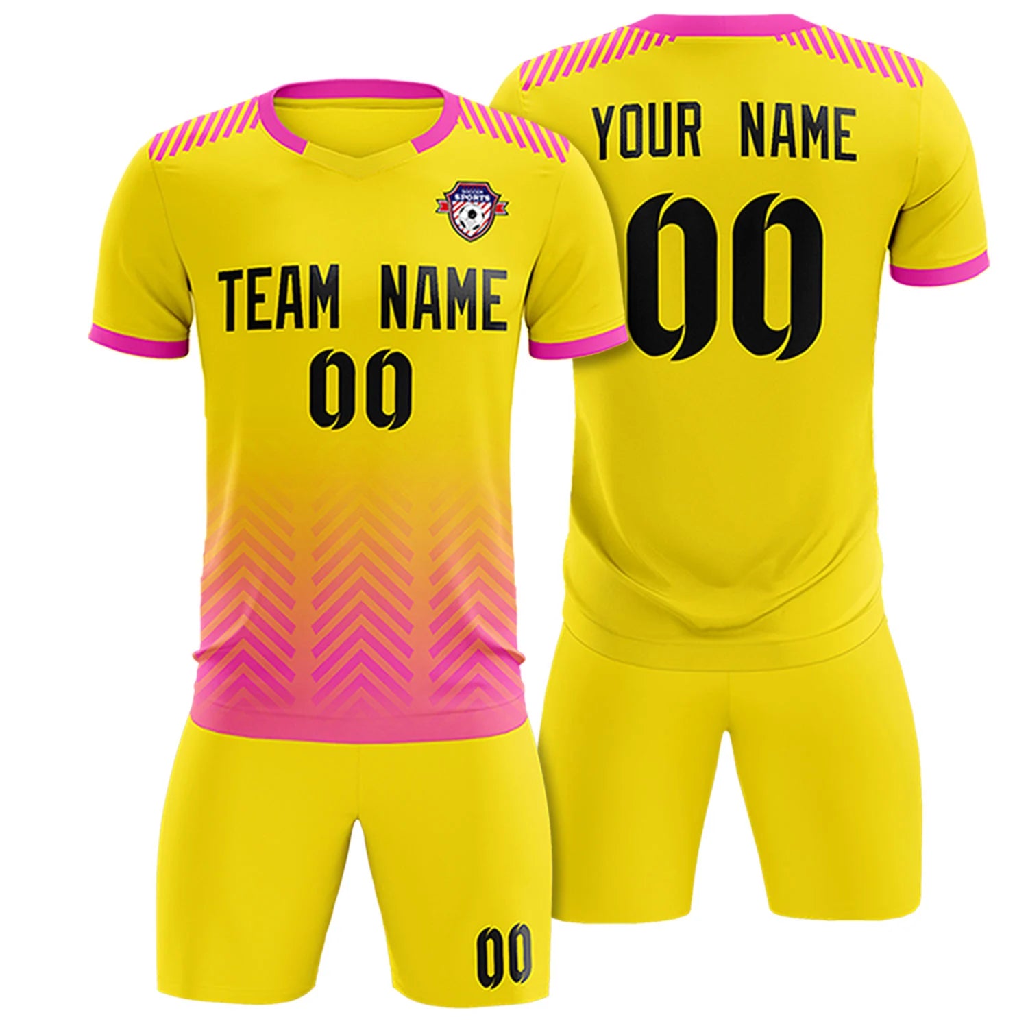 Custom Gold01 Pink Printing Sportswear Soccer Sets Jersey