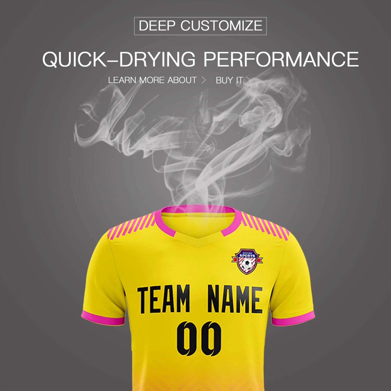 Custom Gold01 Pink Printing Sportswear Soccer Sets Jersey