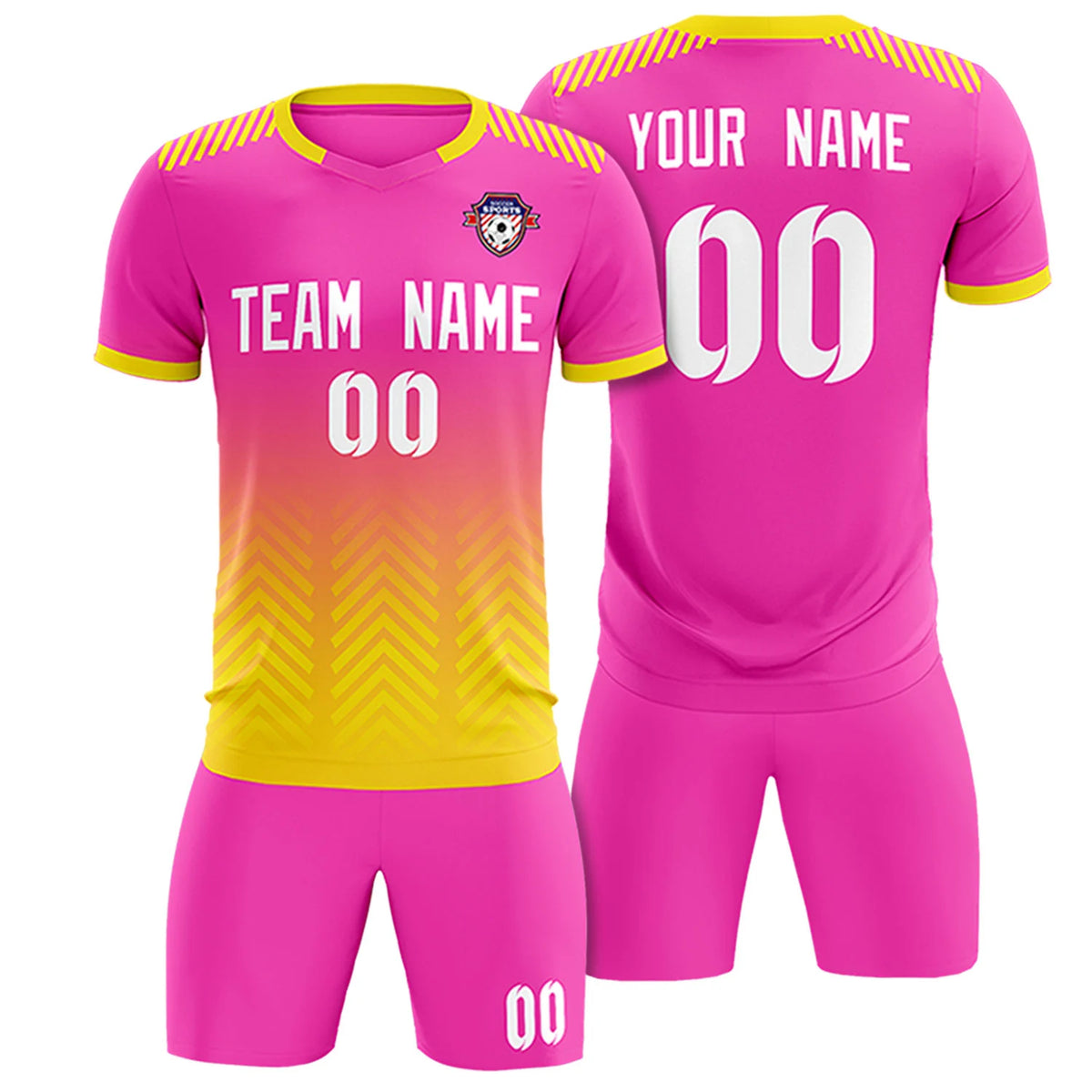 Custom Pink Gold01 Printing Sportswear Soccer Sets Jersey