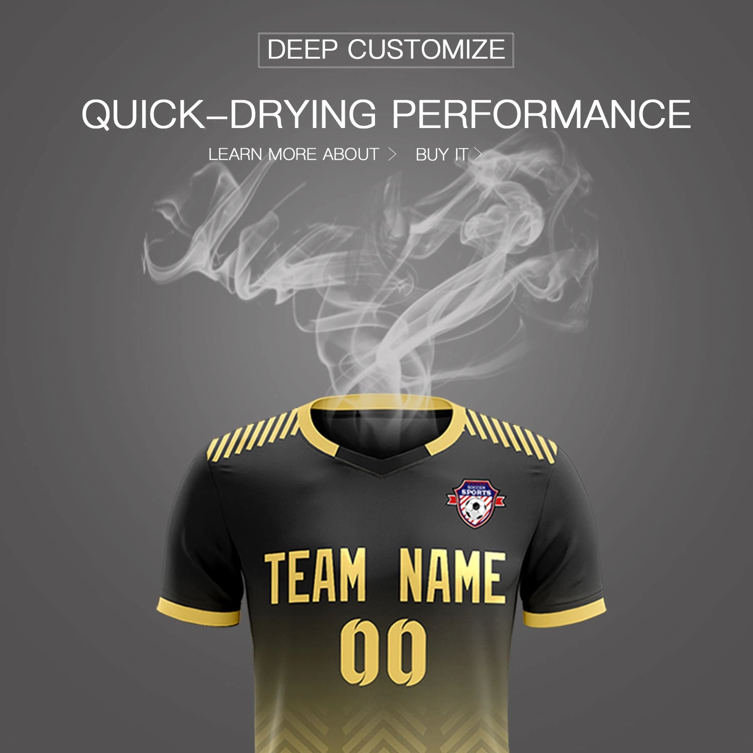 Custom Black Khaki Printing Sportswear Soccer Sets Jersey