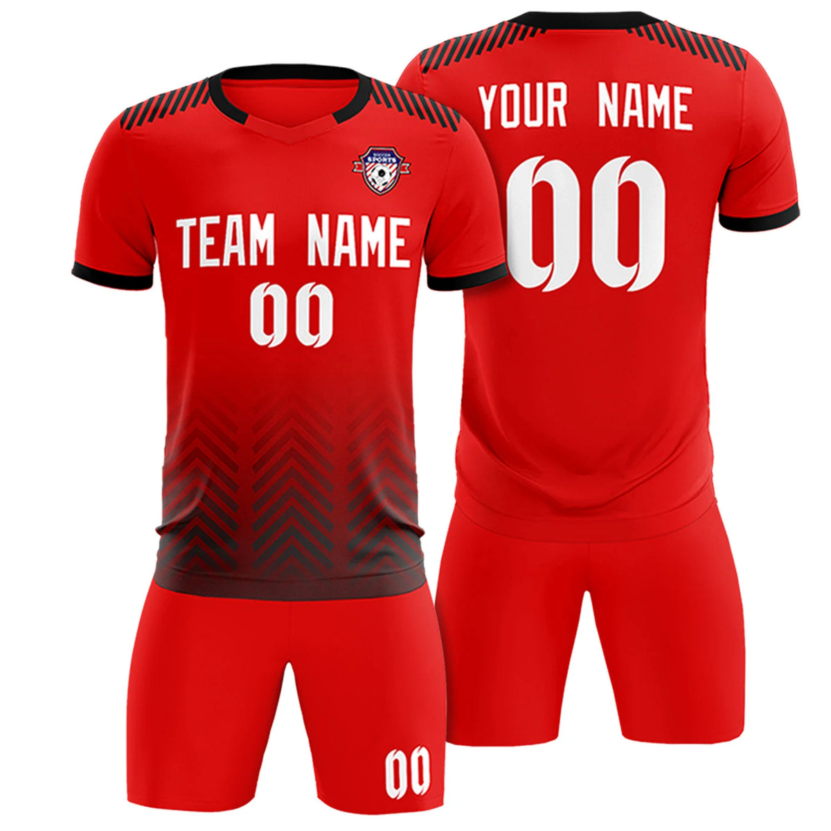 Custom Red Black Printing Sportswear Soccer Sets Jersey