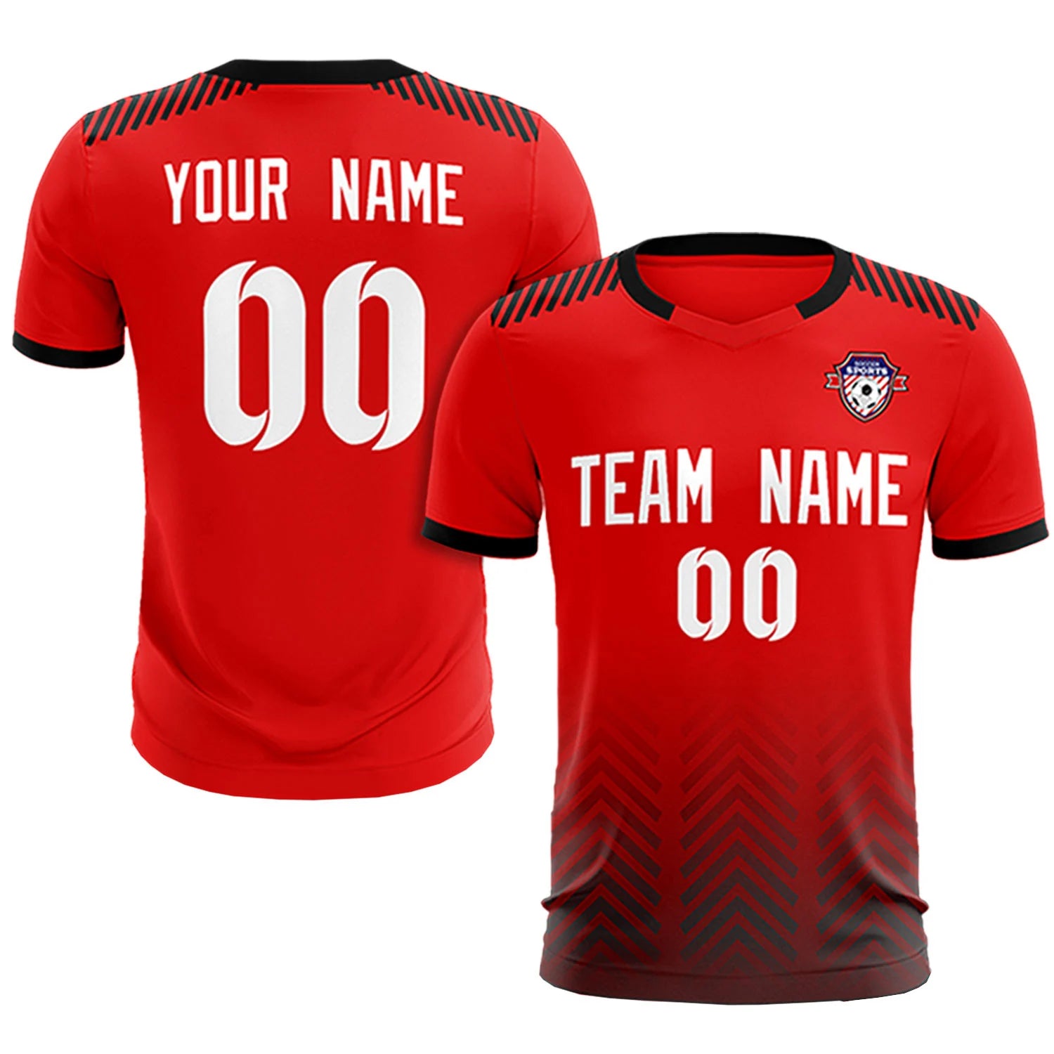 Custom Red Black Printing Sportswear Soccer Sets Jersey
