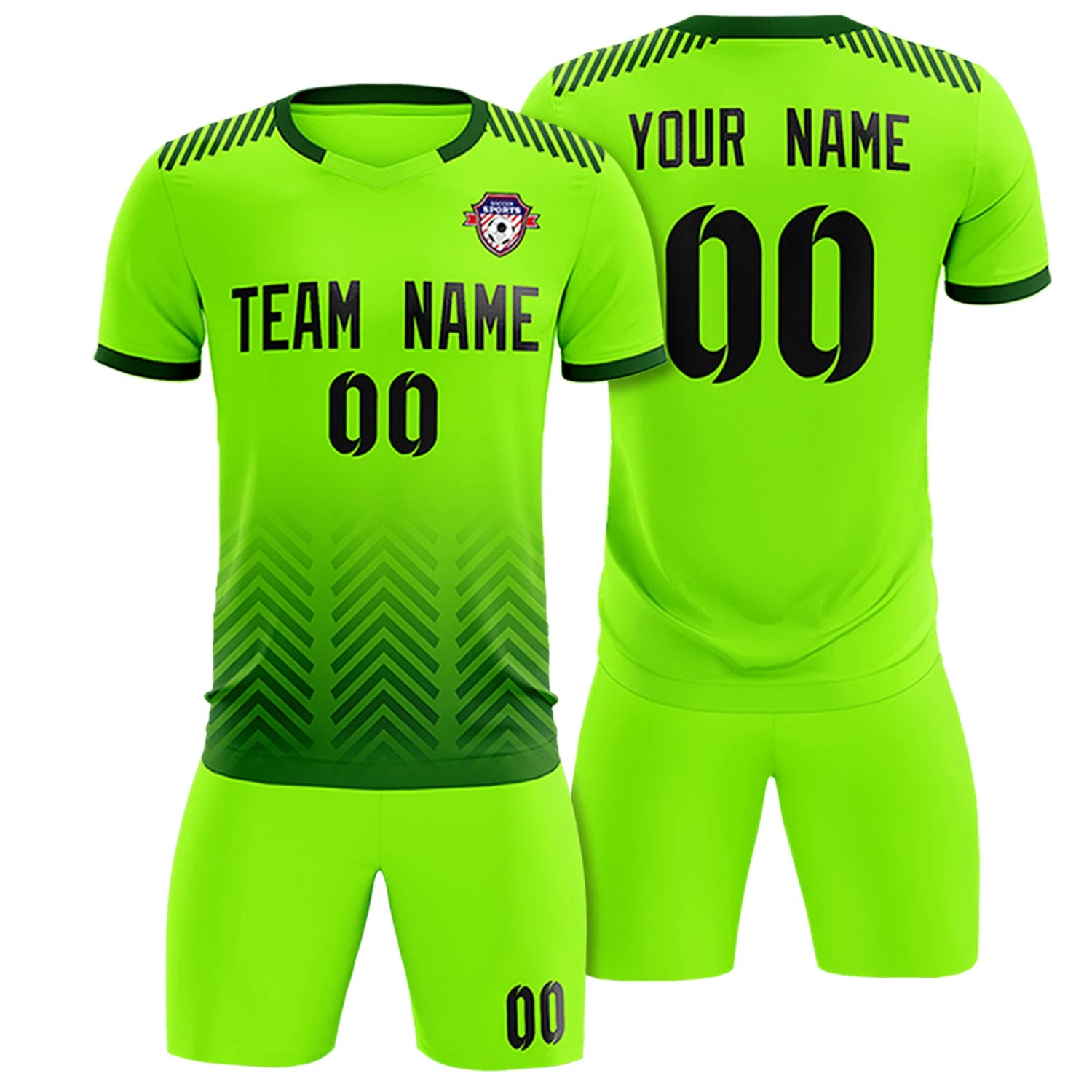 Custom Neon Green Green Printing Sportswear Soccer Sets Jersey