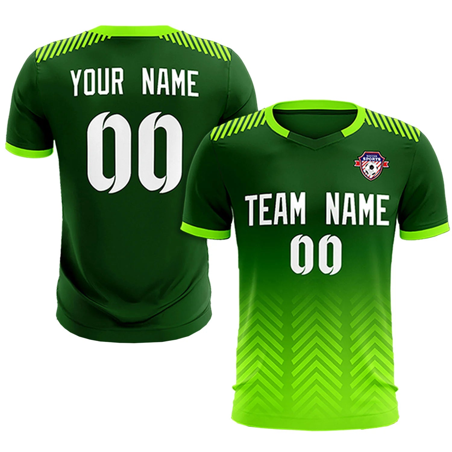 Custom Green Neon Green Printing Sportswear Soccer Sets Jersey