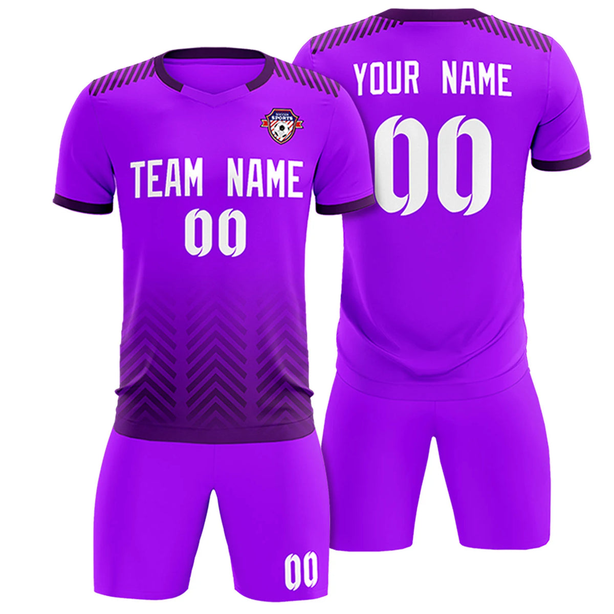 Custom Purple Dark Purple Printing Sportswear Soccer Sets Jersey
